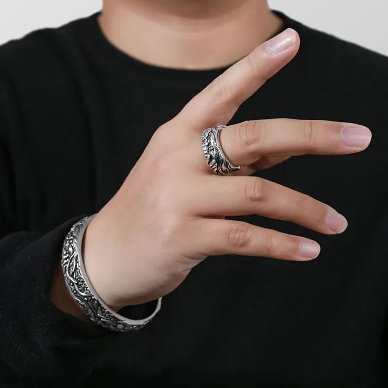 Wear FengShui Guan Gong Auspicious Clouds Amulet Wealth Ring