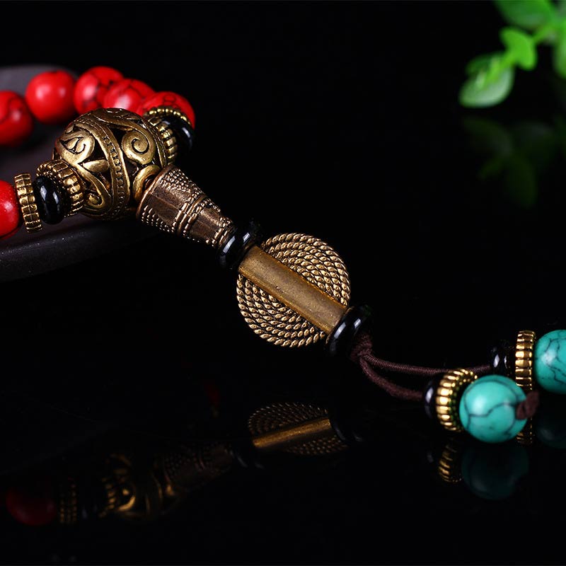 Wear FengShui Tibetan Mala Red Turquoise Lucky Necklace Bracelet