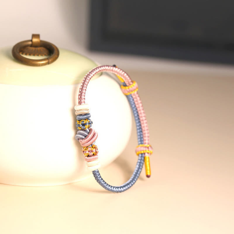 Wear FengShui Two-Color Rope Handcrafted Eight Thread Peace Knot Luck Connection Bracelet