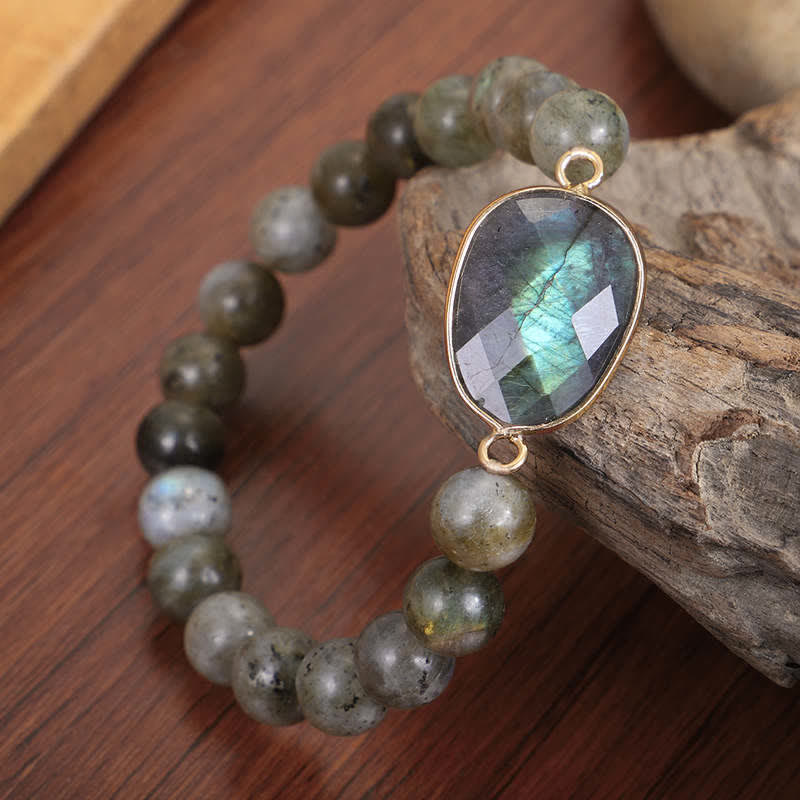 Wear FengShui Natural Labradorite Moonstone Support Healing Beaded Bracelet