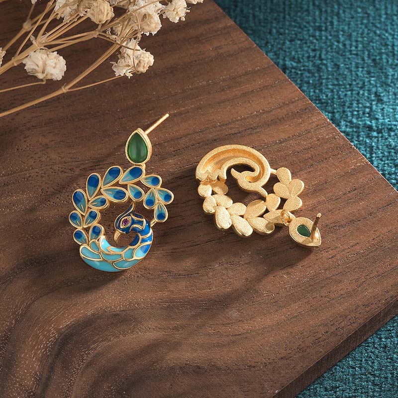 Wear FengShui Natural White Peacock Green Agate Fortune Earrings