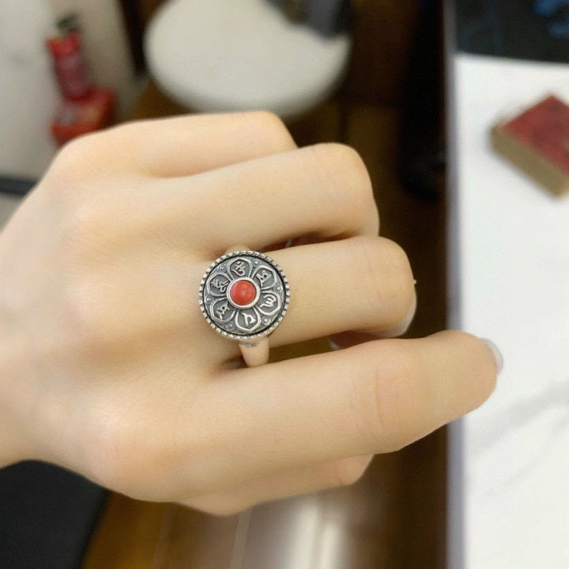 Wear FengShui Tibetan Om Mani Padme Hum Peace Rotatable Ring