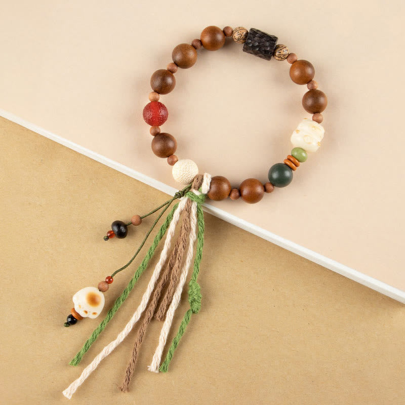 Wear FengShui Lightning Strike Wood Bodhi Seed Cat Paw Claw Auspiciousness Protection Tassel Bracelet