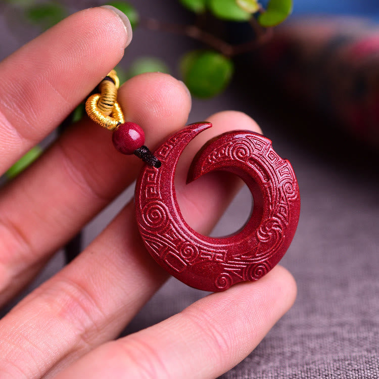 Wear FengShui One's Luck Improves Design Patern Natural Cinnabar Blessing Necklace Pendant