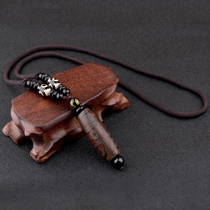 Wear FengShui Nine-Eye Dzi Bead Wealth Protection Necklace