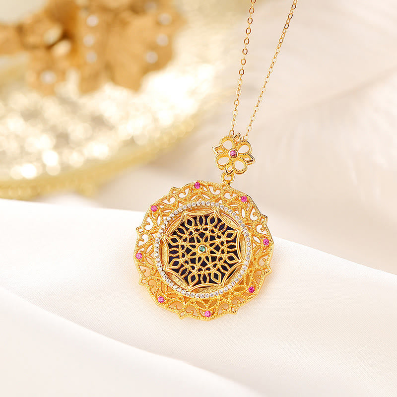 Wear FengShui 925 Sterling Silver Plated Gold Lazurite Positive Necklace Pendant