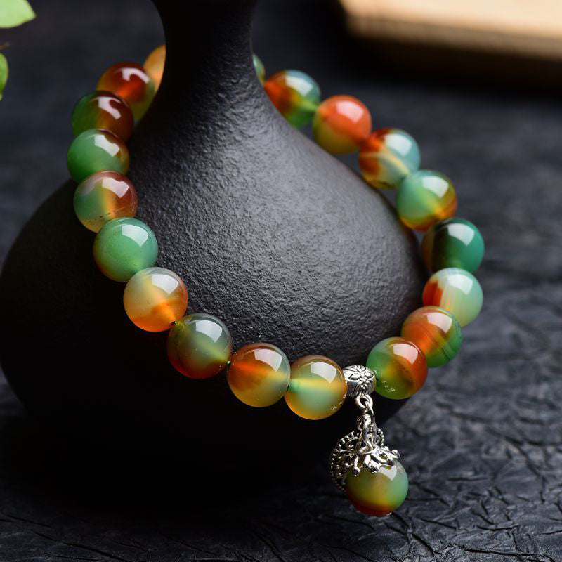 Wear FengShui Tibetan Natural Green Agate Healing Bracelet