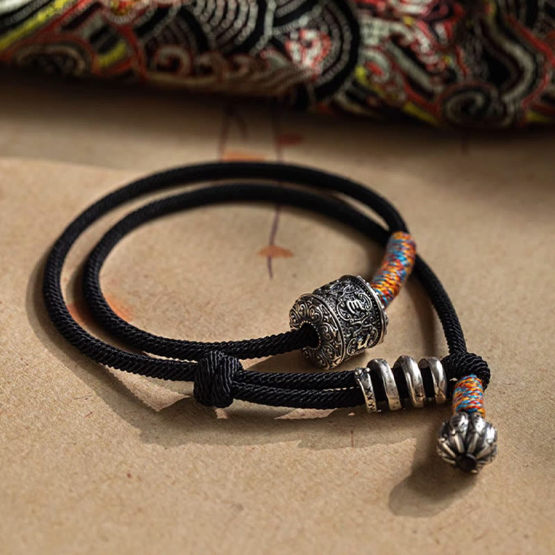 Wear FengShui Tibetan Om Mani Padme Hum Carved Amulet Double Wrap Bracelet