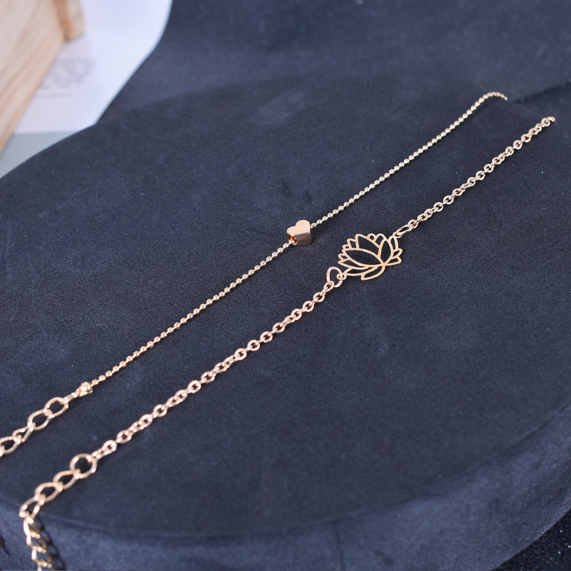 Wear FengShui 2Pcs Lotus Flower Love Heart Enlightenment Bracelet
