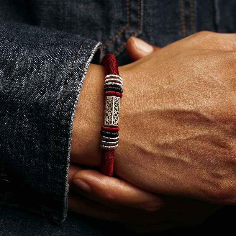 Wear FengShui 925 Sterling Silver Om Mani Padme Hum Peace Red String Bracelet