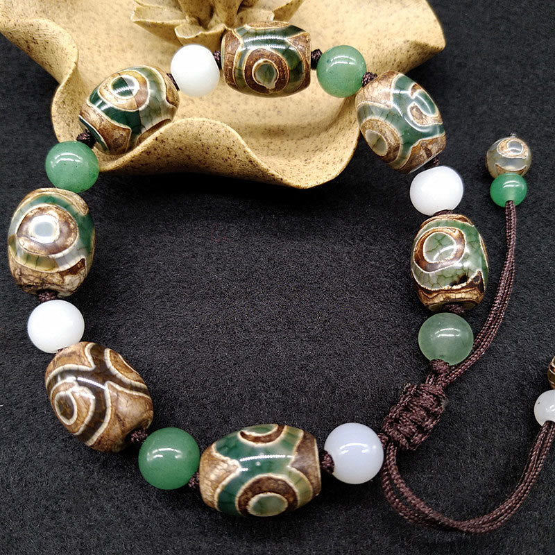 Wear FengShui Tibetan Three-eyed Dzi Bead Luck Protection Braided Bracelet