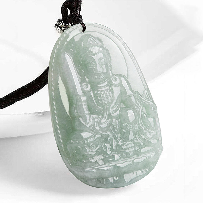 Wear FengShui Chinese Zodiac Natal Buddha Jade Wealth Prosperity Necklace Pendant