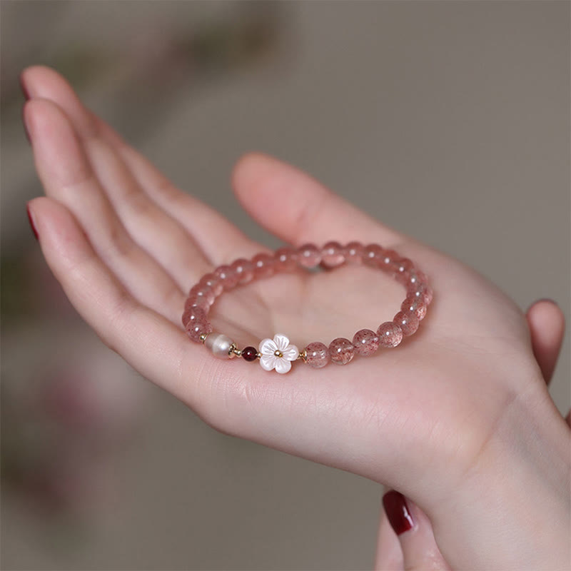 Wear FengShui Strawberry Quartz Peach Blossom Love Bracelet