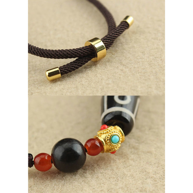Wear FengShui Tibetan Nine-Eye Dzi Bead Protection Blessings String Necklace Pendant