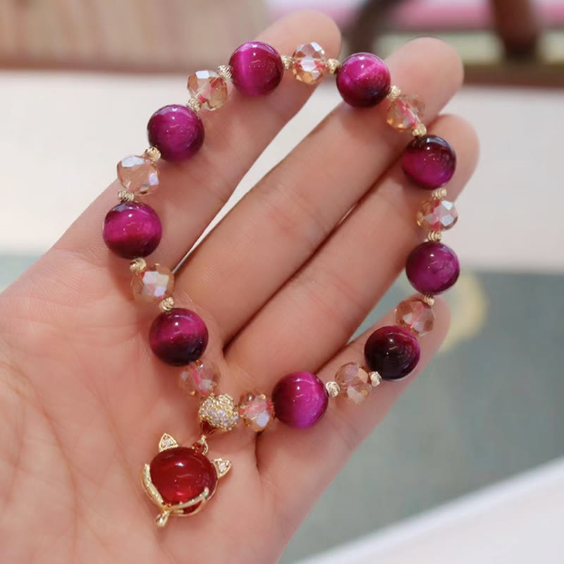 Wear FengShui Red Tiger Eye PiXiu Fox Protection Self Confidence Bracelet