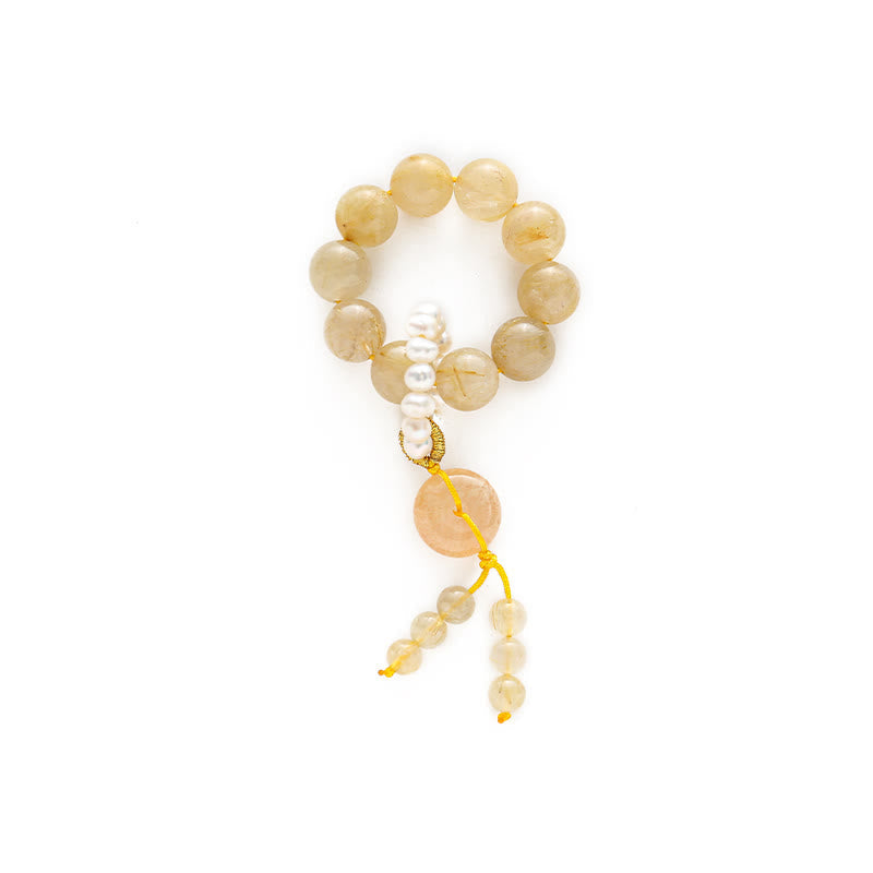 Wear FengShui Citrine Peace Buckle Prosperity Happiness Wrist Mala