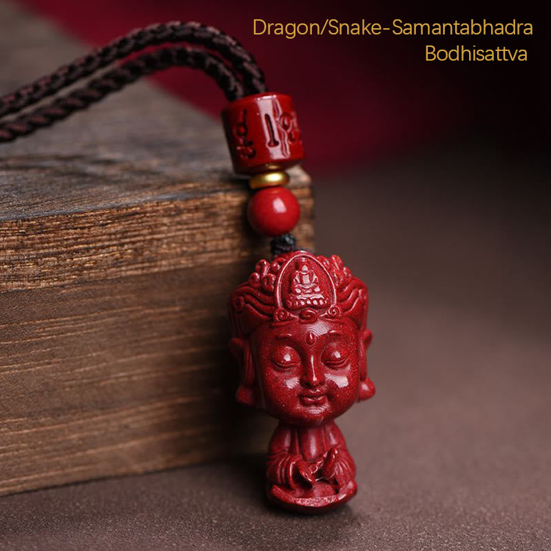 Wear FengShui Chinese Zodiac Natal Buddha Natural Cinnabar Amulet Keep Away Evil Spirits Necklace Pendant
