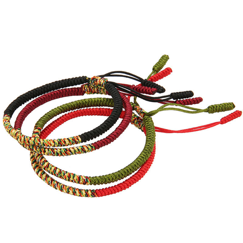Wear FengShui Tibetan Handmade Multicolor King Kong Knot Luck Strength Braided Bracelet