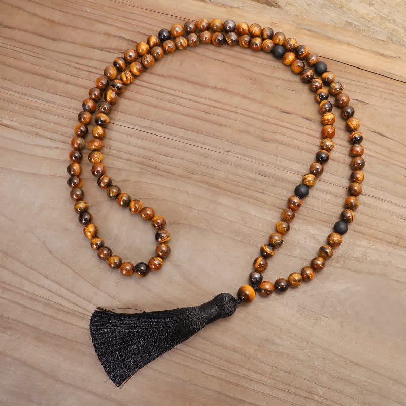 Wear FengShui 108 Beads Mala Tiger Eye Protection Tassel Bracelet