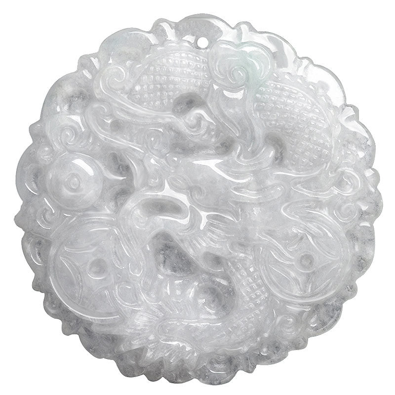 Wear FengShui White Jade Dragon Protection Necklace String Pendant
