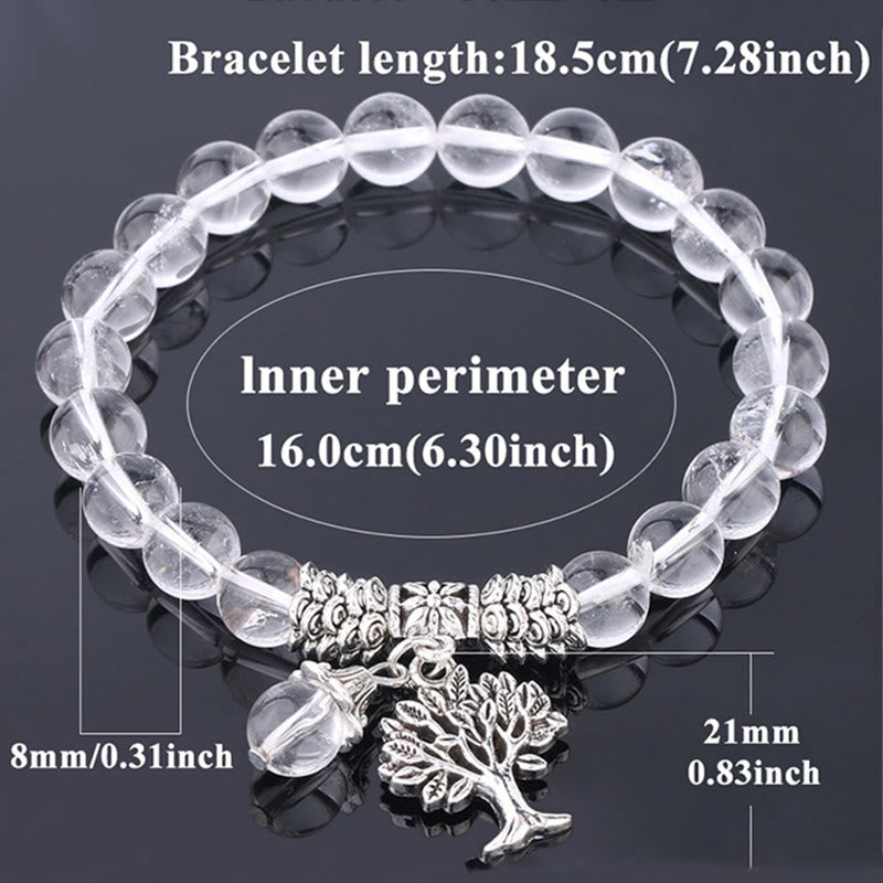 Wear FengShui Natural Gemstone Tree of Life Lucky Charm Stretch Bracelet
