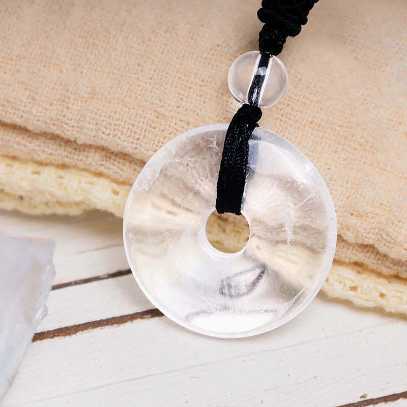 Wear FengShui Lucky Coin Pendant Healing Crystal Gemstone Necklace