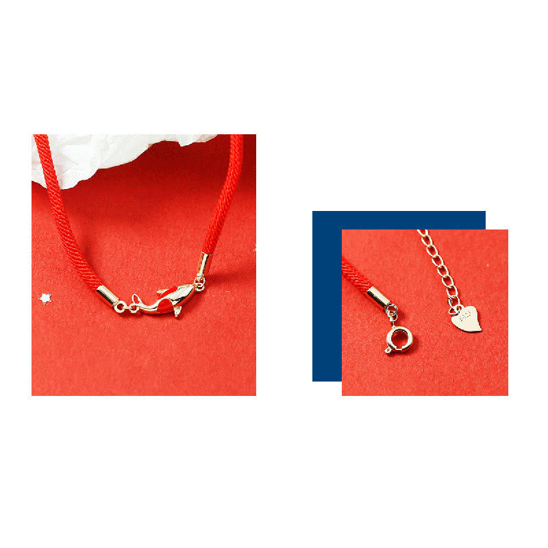 Wear FengShui Copper Koi Fish Wealth Necklace Pendant Red Rope Bracelet Earrings Set