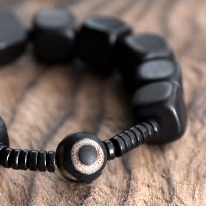 Wear FengShui Tibetan Ebony Wood Dzi Bead Strength Bracelet