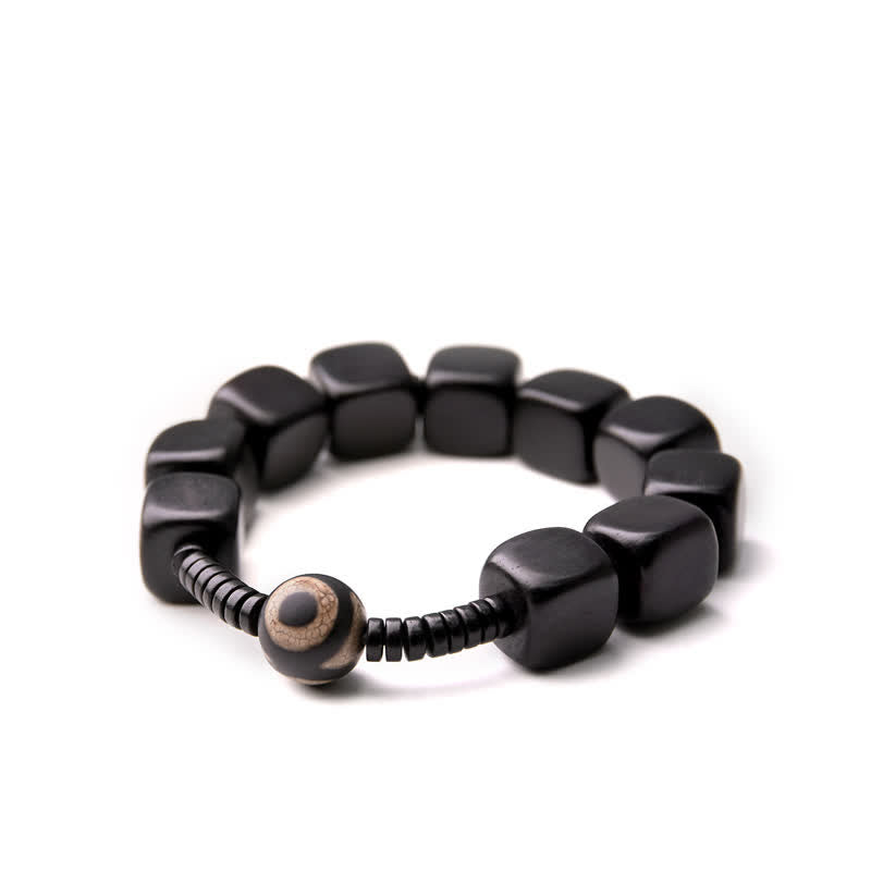 Wear FengShui Tibetan Ebony Wood Dzi Bead Strength Bracelet