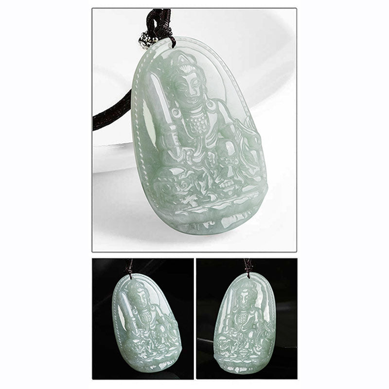 Wear FengShui Chinese Zodiac Natal Buddha Jade Wealth Prosperity Necklace Pendant