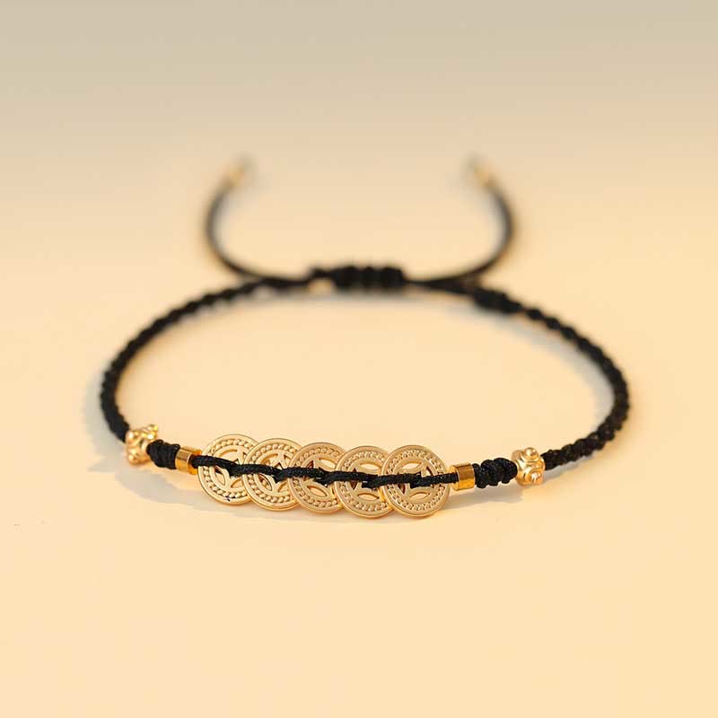 Wear FengShui Copper Coin Fortune Tree Luck Strength Braided Bracelet
