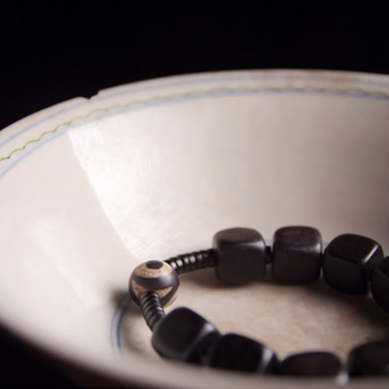 Wear FengShui Tibetan Ebony Wood Dzi Bead Strength Bracelet
