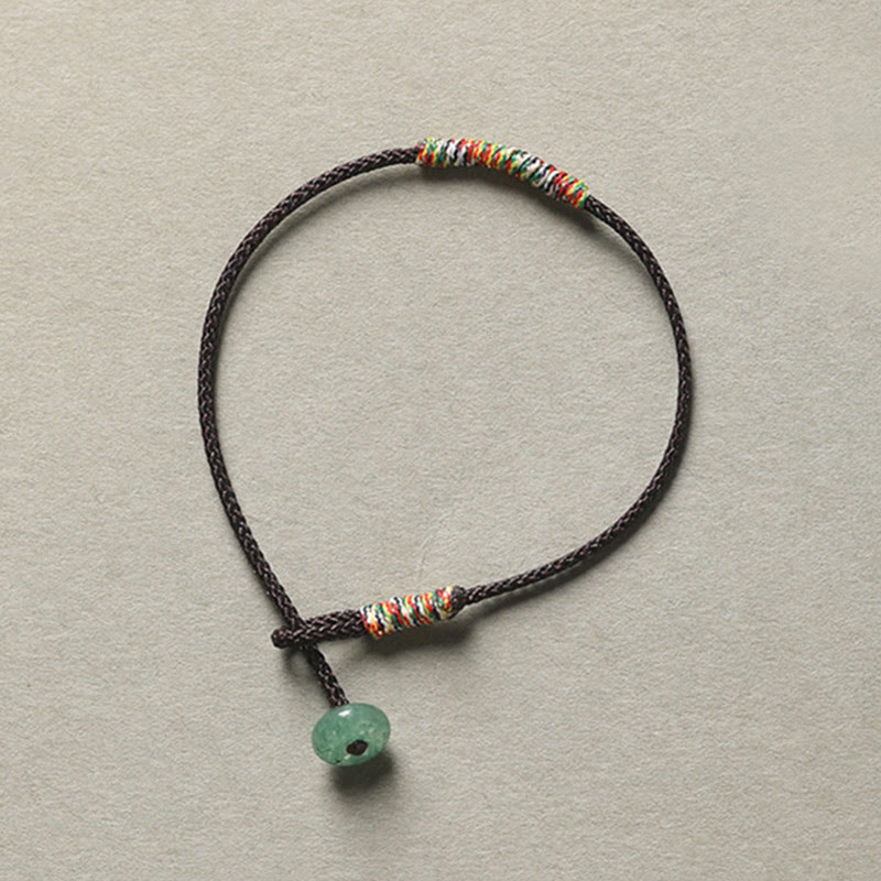 Wear FengShui Tibetan Handmade Green Aventurine Luck Protection Braided Rope Bracelet