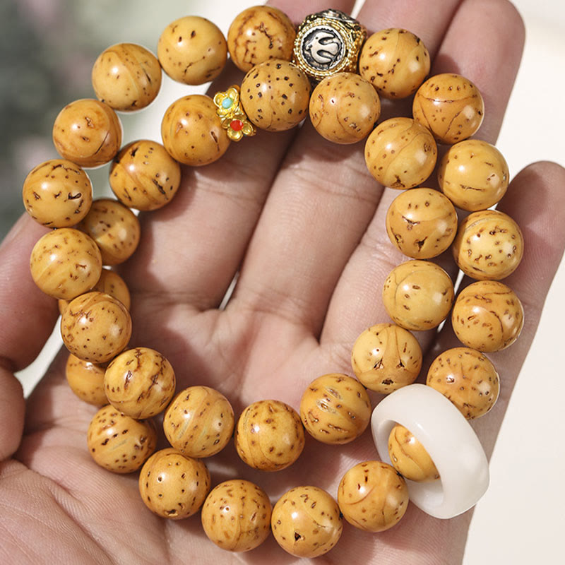 Wear FengShui Tibetan Natural Purple Gold Rat Bodhi Seed Wealth Double Wrap Bracelet