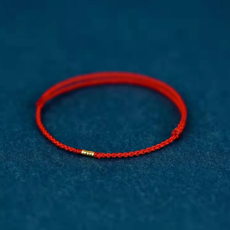 Wear FengShui 925 Sterling Silver Lucky Golden Bead Braided String Bracelet Anklet