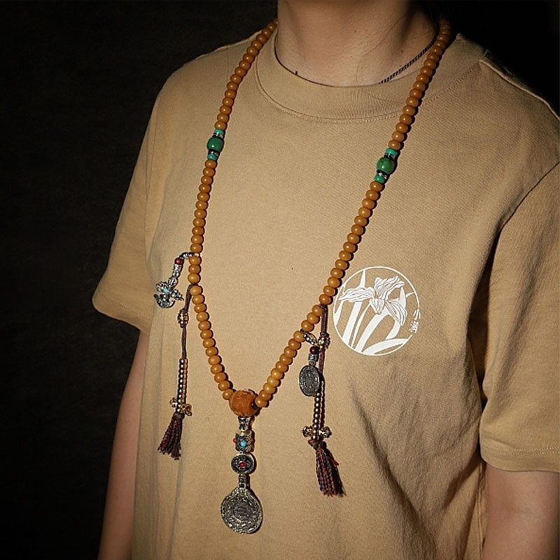Wear FengShui Tibet 108 Mala Beads Bodhi Seed Bagua Vajra Wealth Bracelet