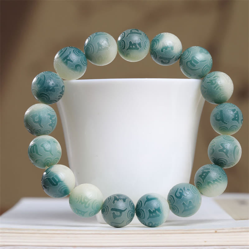 Wear FengShui Bodhi Seed Om Mani Padme Hum Engraved Keep Away Evil Spirits Bracelet