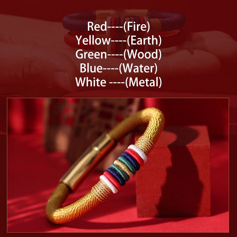 Wear FengShui Tibetan Handmade Colorful King Kong Knot Five Elements Luck Braid String Bracelet