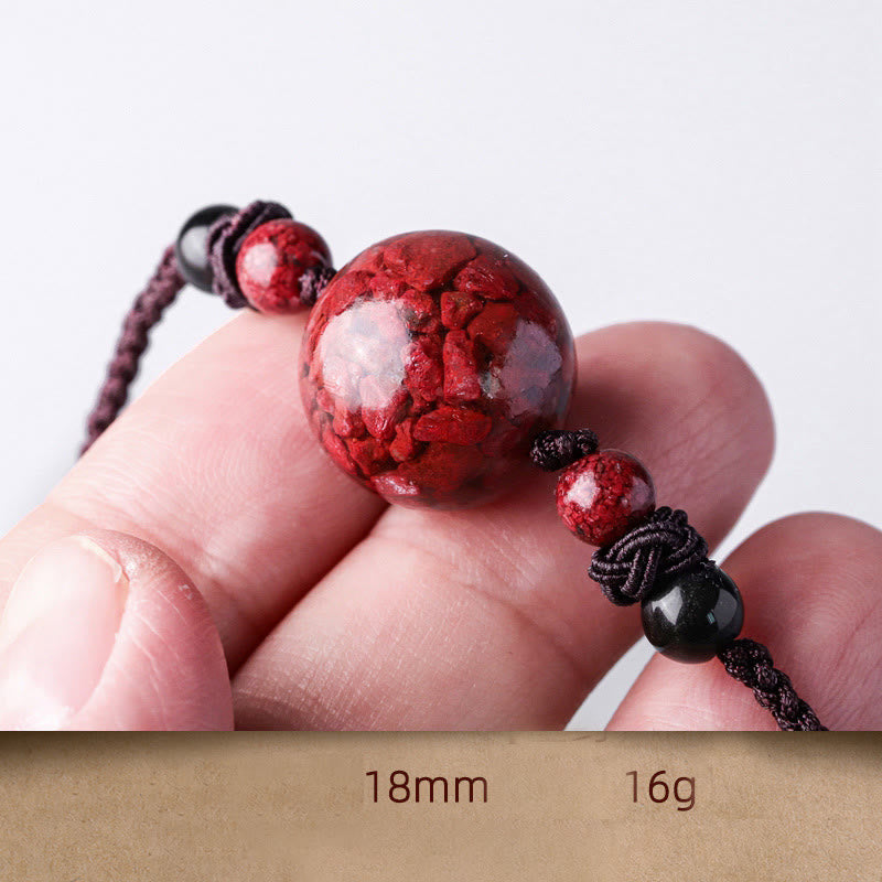 Wear FengShui Natural Cinnabar Stones Bead Blessing Necklace Pendant