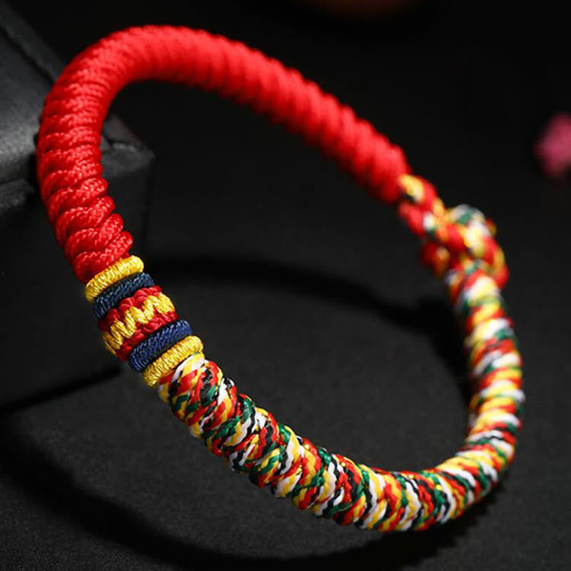 Wear FengShui Tibetan Handmade Multicolored Thread King Kong Knot Strength Braid String Bracelet