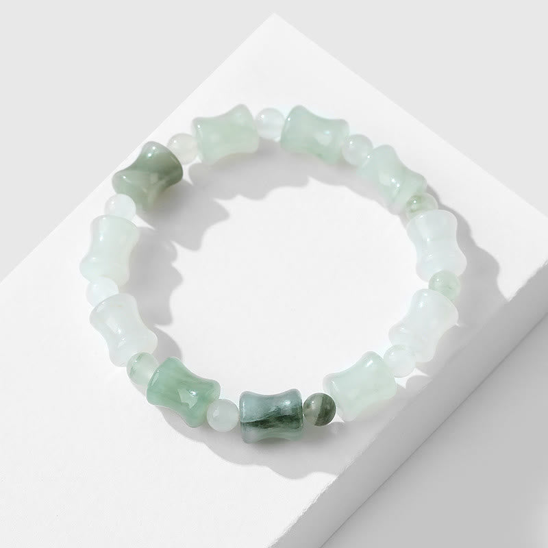 Wear FengShui Jade Coconut Shell Bamboo Pattern Abundance Luck Bracelet
