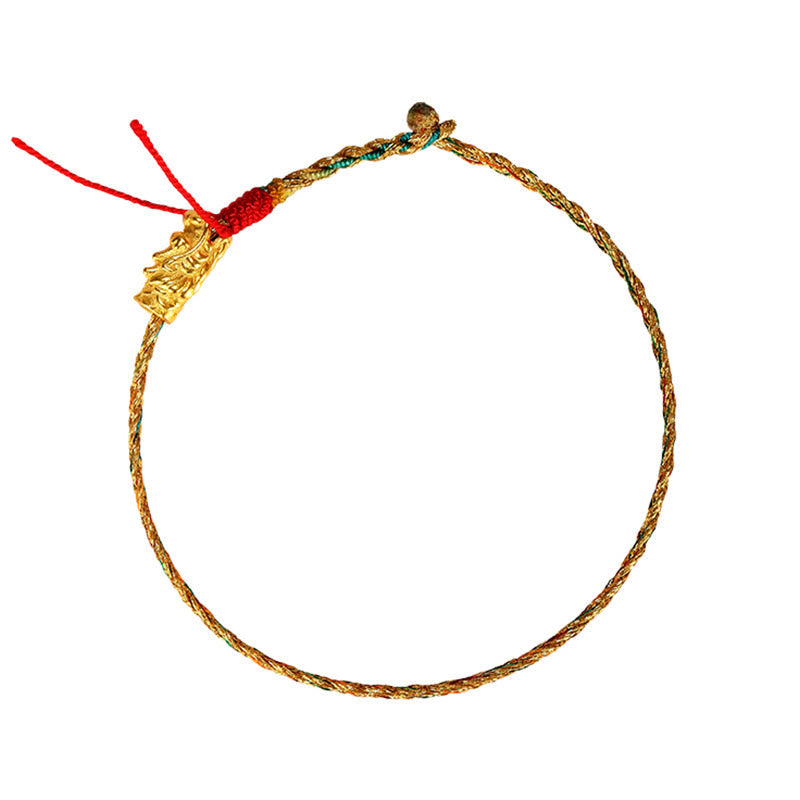 Wear FengShui Year of the Dragon Handmade Colorful Dragon Carved Success Braided Bracelet