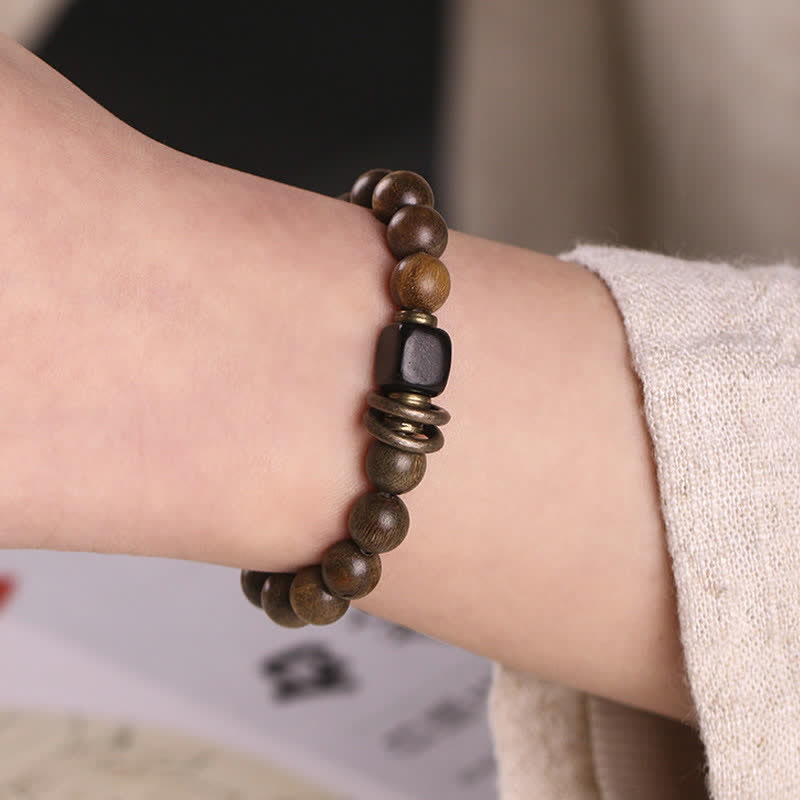 Wear FengShui Tibetan Green Sandalwood Crystal Soothing Peace Bracelet