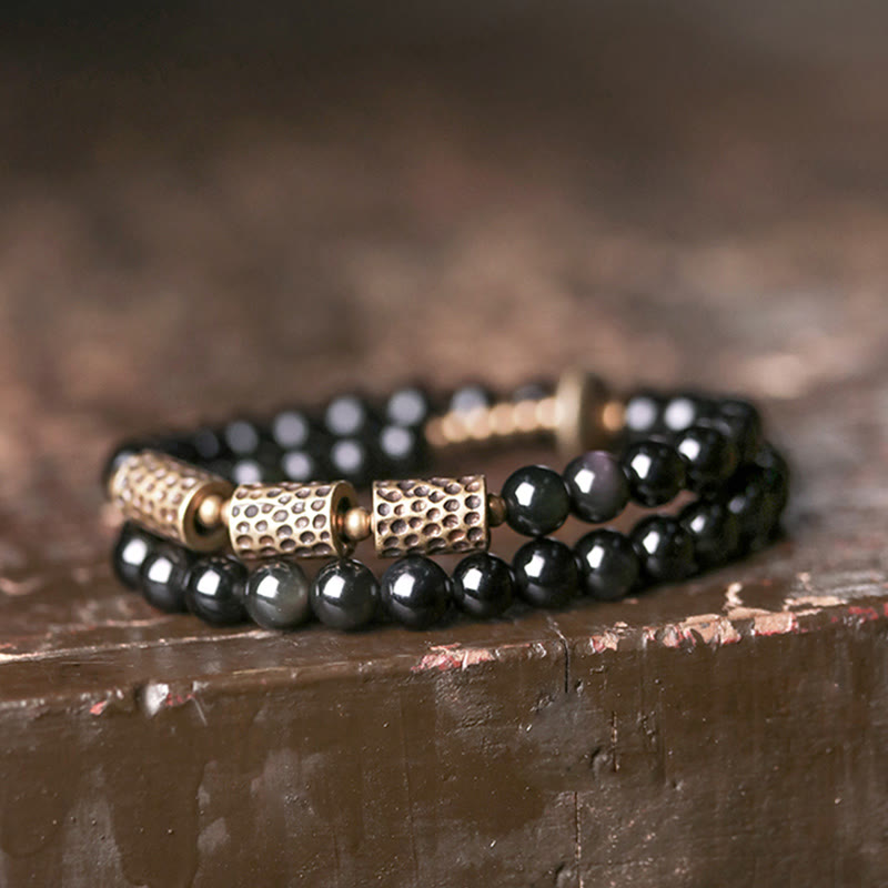Wear FengShui Rainbow Obsidian Copper Love Double Wrap Bracelet