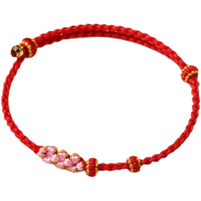 Wear FengShui Handmade Peach Blossom Protection Braided Rope Bracelet