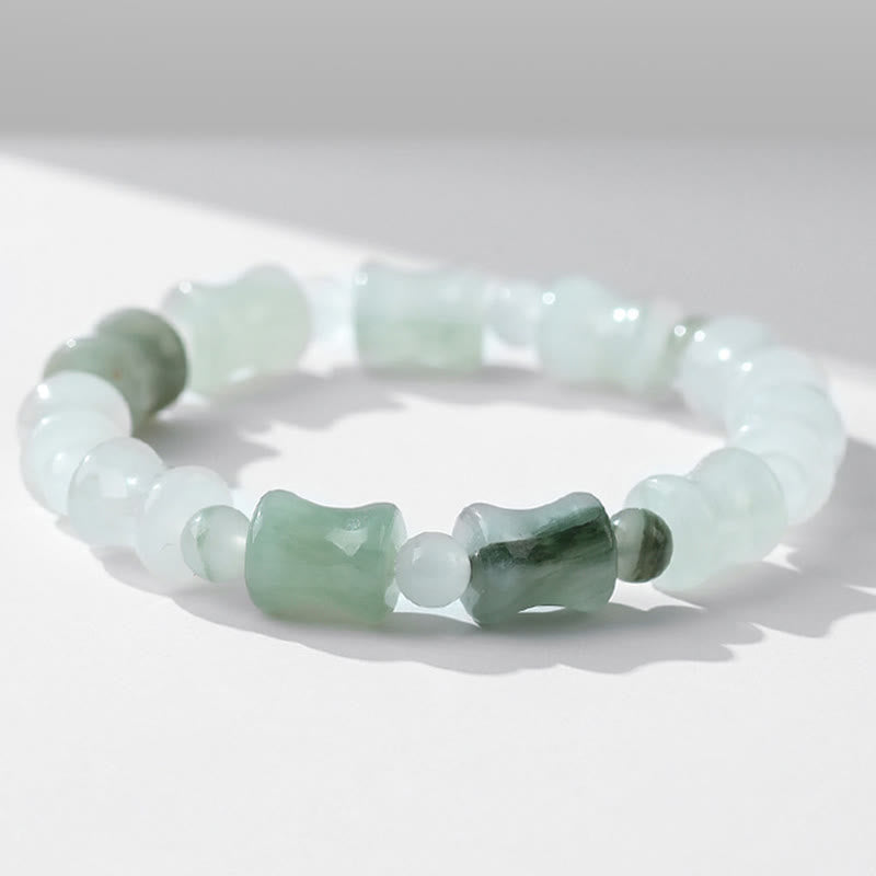 Wear FengShui Jade Coconut Shell Bamboo Pattern Abundance Luck Bracelet