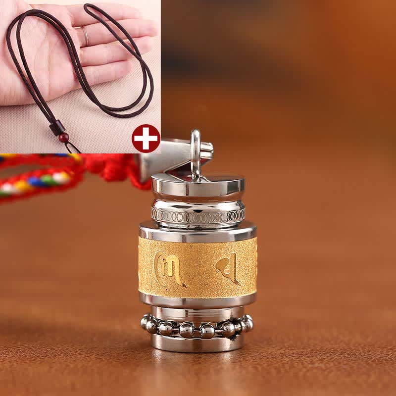 Wear FengShui Tibet Om Mani Padme Hum Shurangama Mantra Titanium Steel Wisdom Amulet Necklace Pendant