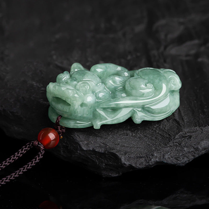 Wear FengShui Jade PiXiu Wealth Luck String Necklace Pendant