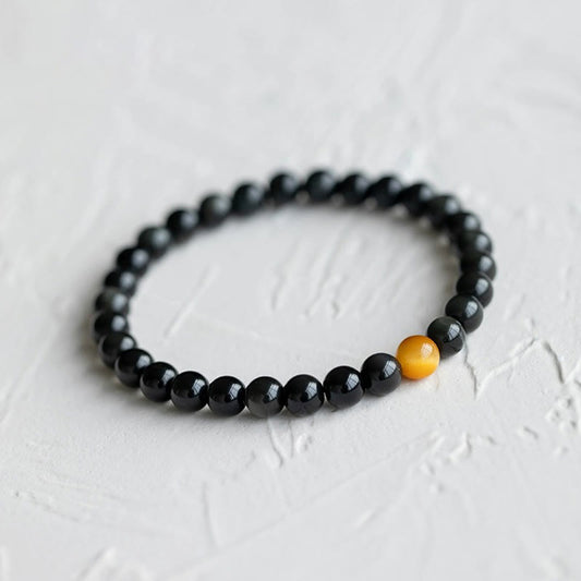 Wear FengShui Natural Rainbow Obsidian Tiger Eye Positive Love Bracelet