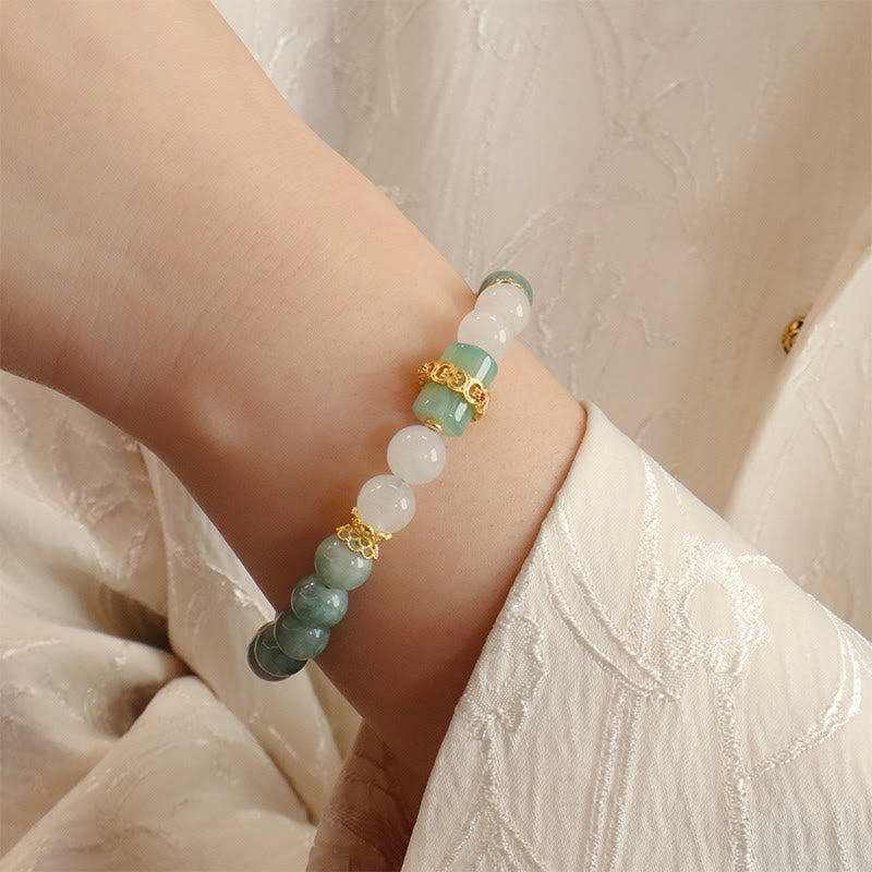 Wear FengShui Single Double Layer Jade Peace Buckle Luck Bracelet